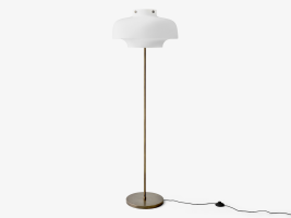 Copenhagen Floor Lamp SC14, Satinized Opal Glass/Bronzed Brass