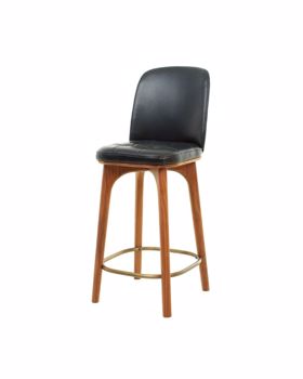 Utility Bar Chair SH610 - Cat. Leather C (Black 7925) and Natural Walnut 